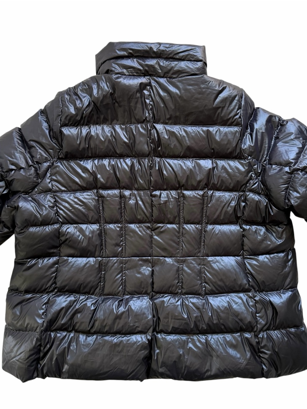 Lands End Down Puffer Jacket 24W Glossy Black Lightweight Quilted Winter Coat - Picture 8 of 9
